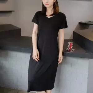 베이직 슬림 신축 편안한 꾸안꾸 휴가 여성 원피스 WAE0E62