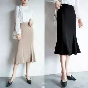 피쉬테일 새틴 슬림 원 스커트 WAE49CE