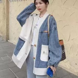 [라일리의류] Rly F994120 간절기 배색 청 재킷 아우터 가디