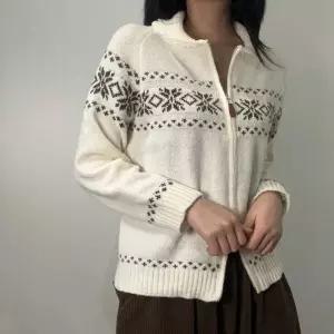 [라일리의류] Rly 삿포로 눈꽃 니트 집업 노르딕 패턴 아우터 3c