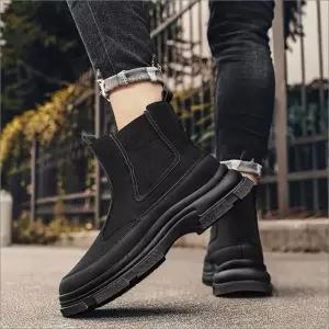 남성 끈없는 워커 아웃솔 스티치 편한 단목 부츠 2색 (WFKAKF1)