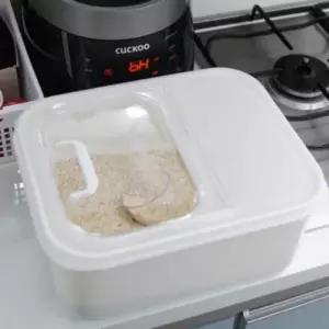 투명 보관용 쌀팩 보조 쌀통 포함 뚜껑 계량컵 냉장고