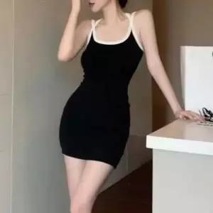 ㅂ르랙원피스 백리스 스퀘어넥 여름 슬림핏원피스 미니원피스 백리스원피스