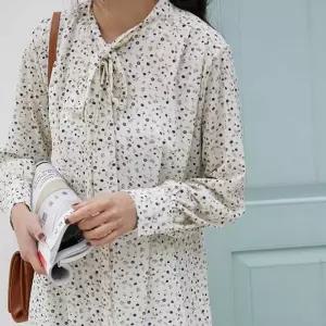 끈나시원피스 편한원피스 셔츠원피스 롱원피스 넥 리본타이 피로연원피스