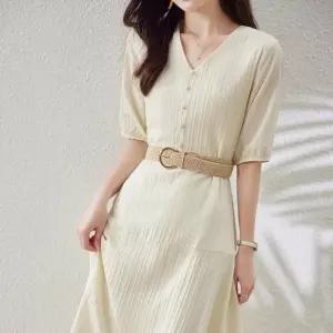 플레어 브이넥 봄원피스 결혼식하객패션 상견례원피스 하객원피스 니트원피스