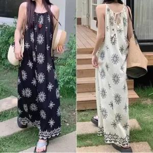 끈원피스 롱원피스 내추럴 비치원피스 여름원피스 패턴원피스 롱 플라워