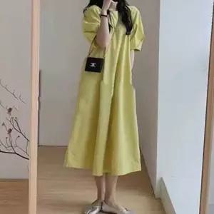 꾸안꾸룩 미시룩 루즈핏 A라인 여름 원피스 내추럴 퍼프소매 데일리원피스