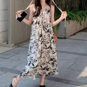 러블리원피스 바캉스룩 롱원피스 페미닌 플라워 나시원피스 리본 휴가룩