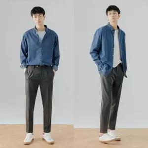 셔츠 긴팔 데님 남성 박사이즈 가을 청남방