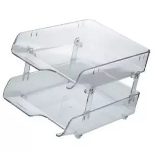 서류 정리함 투명 2단 트레이 문서 받침대 사무실 화일 (WFKAXMV)