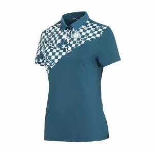 [하프클럽/디즈니골프]여성 언발 체크 카라 티셔츠 DN2LTS043