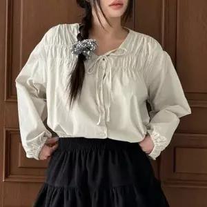 [아이우먼] 모모코튼면셔링블라우스 LTT622M601 빅사이즈_P414572616