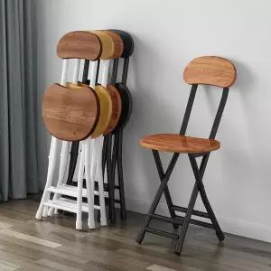 접이식원목의자 둥근 간편 미니등받이 블랙 원목