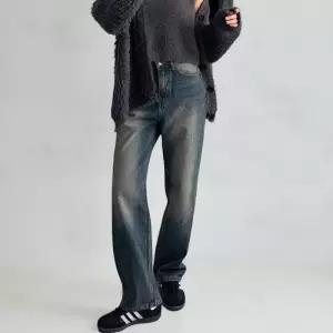 여성 겨울 기모 캣 브러쉬 워싱 데님 팬츠