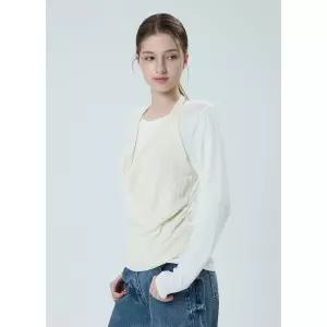 매장정품 it MICHAA 잇미샤 텍스처 블록 레이어드 홀터넥 티셔츠 ITPAWTS130 863446