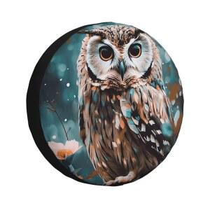 RV 트레일러용 동물 귀여운 올빼미 스페어 타이어 커버, 방수 캠핑카 휠 방진 프로텍터 유니버설 핏 SUV