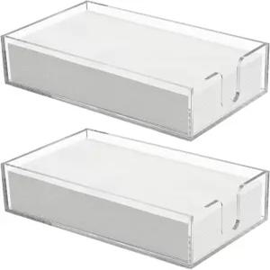 테이블 아크릴 게스트 타월 홀더용 2pcs 클리어 냅킨 홀더 플랫 욕실 종이 핸드 보관 트레이 키친 다이닝