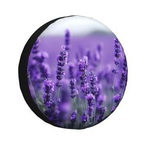 RV 트레일러용 퍼플 라벤더 스페어 타이어 커버, 방수 캠퍼 휠 방진 보호대, 유니버설 핏 SUV 트럭 여행