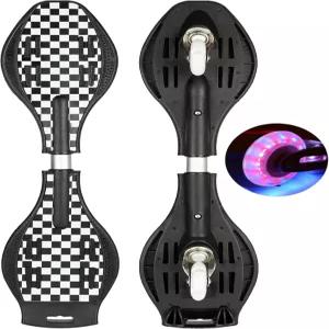 심캣 캐스터 보드 360도 캐스터와 조명 휠이 있는 스케이트보드 청소년 및 경량 내구성 트위스트보드