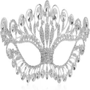 여성용 발리클루드 실버 마스크 크리스마스 파티용 블링 다이아몬드 라인스톤 2026년 새해 카니발 마디그라