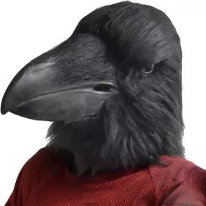 엑스 메리 장난감 리얼리컬 라텍스 까마귀 마스크 - 공포 부리가 달린 풀 헤드 할로윈 코스튬 동물
