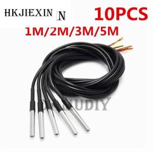 JX 10PC DS18B20 스테인레스 스틸 패키지 1M 2M 3M 5M 방수 케이블 온도 프로브 센서 100/200/300/500CM