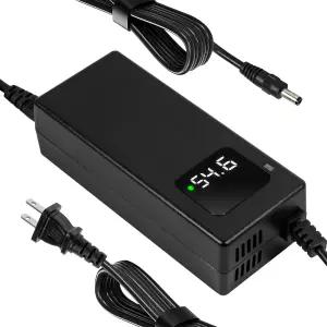 YZPOWER 48v 리튬 배터리 충전기 54.6v 2A 전원 어댑터 DC 1 Prong 5.5 2.1mm 교체용 이온 팩