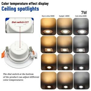 10pcs 통 3 CCT 3000K Fo 자리 최근 LED 천장 조명 AC120V 220V 다이얼 스위치 실내