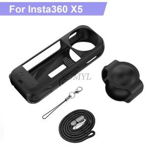 인스타360 호환 X5 바디 케이스 실리콘 파노라마 카메라 액세서리 용 안티 드롭 보호 커버 렌즈 캡
