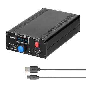 ATU-100-0A 1.8-55MHz 미니 소형 호환 자동 안테나 튜너 알루미늄 스틸 외장 케이스 1800mAh 배터리 OLED