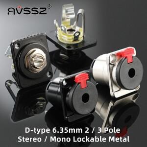 AVSSZ-D 타입 스테레오 모노 어댑터 마이크 오디오 6.35 6.5mm 잭 2 3 극 메탈 암 소켓 잠금 납땜 포함