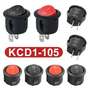 5/20Pcs KCD1-105 보트 모양 라운드 버튼 스위치 ON-Off 2 핀 스냅인 로커 AC 전원 250V/6A 125V/10A