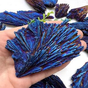 천연 블랙 투르말린 공작 깃털 전기 도금 크리스탈 힐링 레이키 미네랄 표본 무지개 돌 DIY 홈 장식