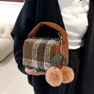 체리 방울 골덴 사각 크로스백 미니백 토트 겨울 가을 여성 여자 보조 작은 에코백 천가방