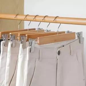 회전형 고리 집게 나무 바지걸이 원목 옷걸이 옷장 (WFKBQSB)