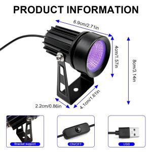 395 자외선 블랙 라이트 램프 LED 보라색 캐비닛 스위치 포함 5V 할로윈 파티 조명 네일 젤