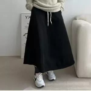 (색상 회색)기모 롱 치마 여성 밴딩 캐주얼 A라인 스커트 포켓 겨울 밴딩 기모 캐주얼 롱 A라인 포켓 밴딩