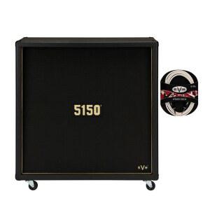 EVH 5150 아이코닉 시리즈 EL34 160W 4x12 암페어 캐비닛, 1/4인치 병렬 스피커 입력 잭(블랙) 번들, 프리미엄 품질 내구성 6.49피트 케이블 (2개 품목)
