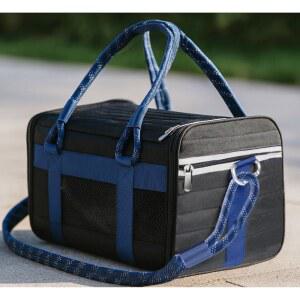 미스터 땅콩의 원더웰 시리즈 3 in 1 항공사 준수 소프트 사이드 애완동물 및 카시트 데자 블루