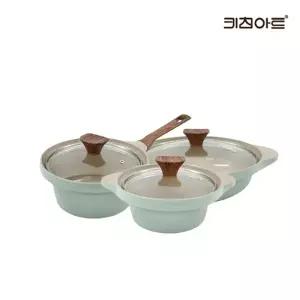 키친아트 와이즈 IH 인덕션용 세라믹코팅 냄비세트 3종C(편수18+양수16+전골24)