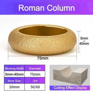 75mm 브레이즈드 다이아몬드 연마 휠 로만 호환 슬롯 스톤 에징 (화강암 석 포세린 타일 석영 트리밍용)