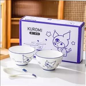 [조르지오]그릇 GD83WU66 산리오 디테일 구성 쿠로미 도자기 수저 선물세