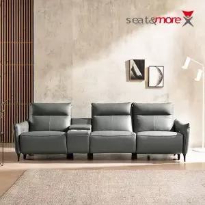 [시트앤모어]스완플러스 4인 이태리천연통가죽 리클라이너소파-로얄그레이