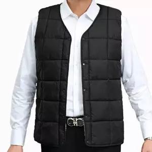 베이직 경량 패딩조끼 안감퍼 정장셔츠 위 따뜻한 겨울 블랙 조끼패딩
