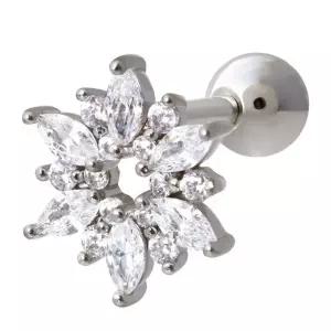 [미니아트]눈꽃 큐빅 써지컬 스틸 패션 피어싱