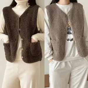 여성 양털 조끼 가을 뽀글이 후리스 겨울 플리스 수면 조끼 베스트