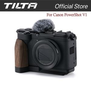 [호환품]TILTA 캐논 호환 PowerShot V1 기본 키트용 빈티지 카메라 케이지 - 나무로 된 검정색 마이크 윈드