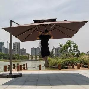 대형 사각 파라솔 업소용 카페 그늘막 3m 우산 조명 감성