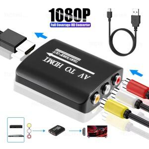 HD 1080P AV to HDMI RCA 어댑터 컨버터 (플스호환/플스호환/xbox호환 One/Wii호환/N64 게임 콘솔용  USB