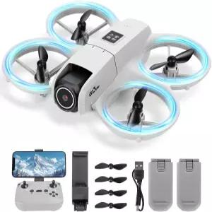 카메라 및 멋진 조명 용 미니 드론 RC 실내 소형 헬리콥터 소년 소녀 생일 선물 초보자 배터리 2개